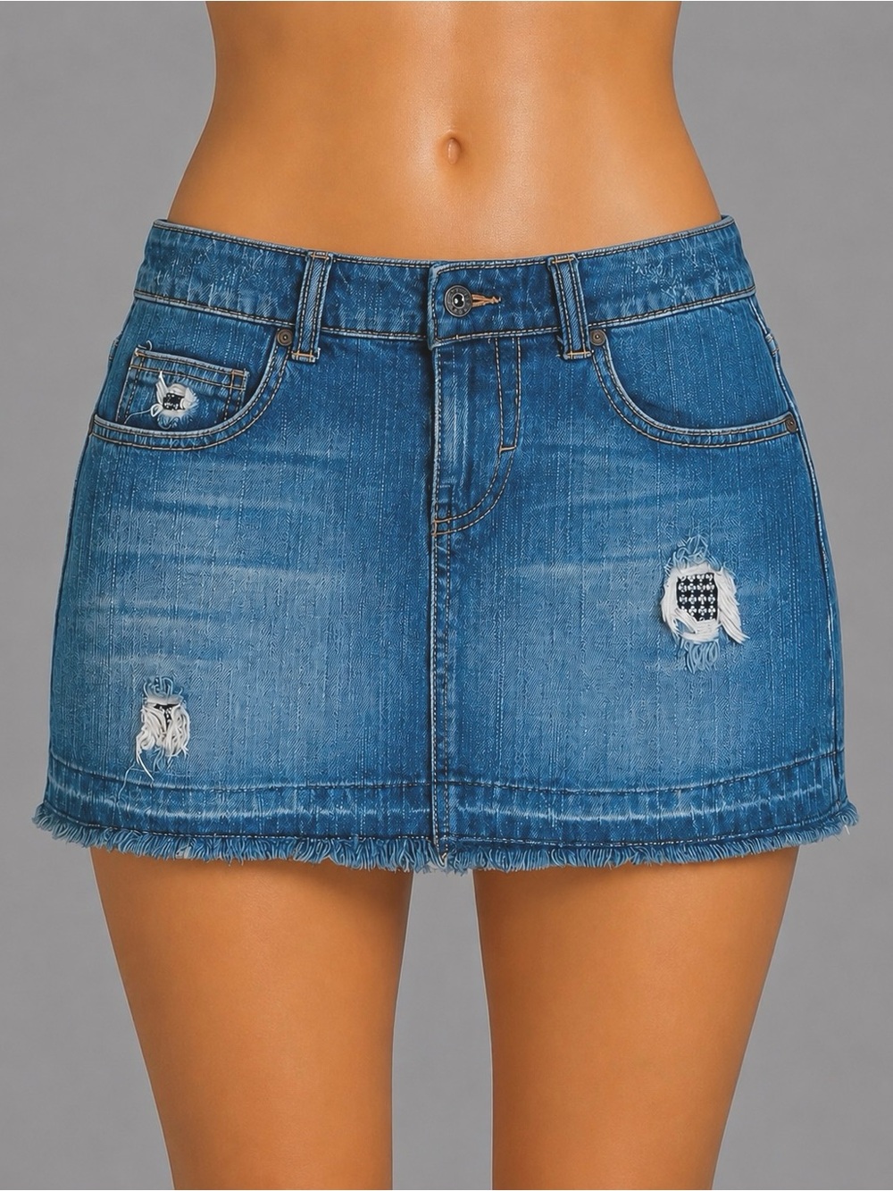 Celebrity Pink Distressed Blue Jean Denim Skirt